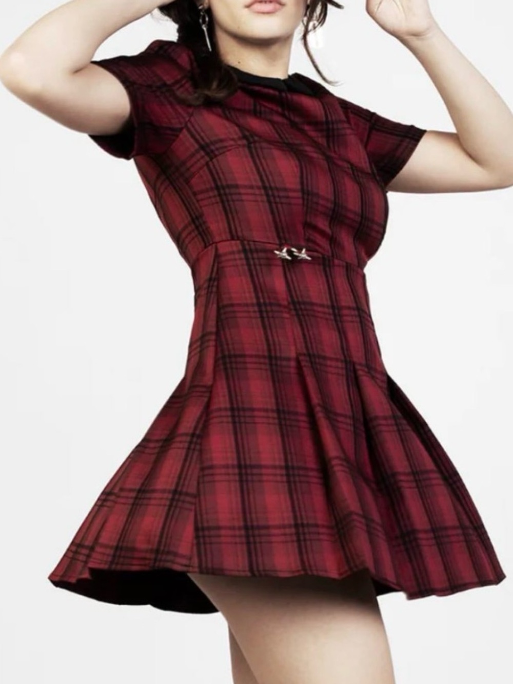 Disturbia | Plaid Red Mini Dress with Collar